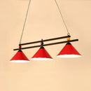 GobekUsa 3-Head Conical Metallic Billiard Light - Indoor Island Lighting Fixture in Black/Red/Blue