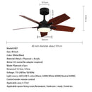 GobekUsa 40" LED Ceiling Fan with Plywood Blades & Remote Control
