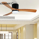 GobekUsa 48-Inch Wooden LED DC Ceiling Fan with Remote Control White Wood