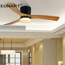 GobekUsa 48-Inch Wooden LED DC Ceiling Fan with Remote Control White Wood