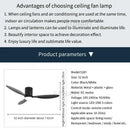 GobekUsa 52" Black DC Ceiling Fan, Remote Control, No Light