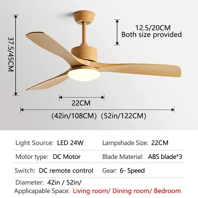 GobekUsa 52" DC Motor Ceiling Fan with LED Light & Remote Control, photo 11 of 12
