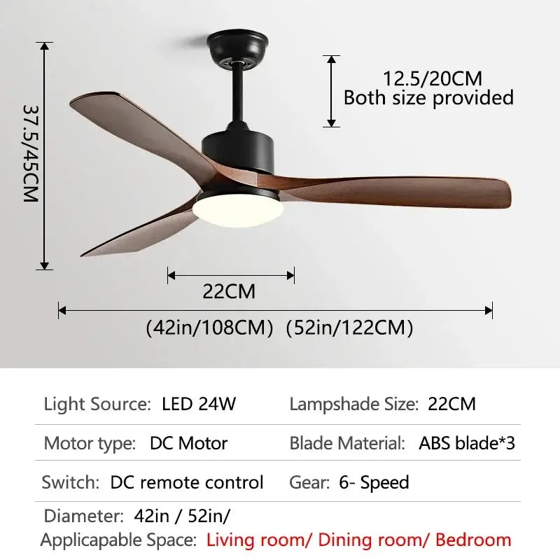 GobekUsa 52" DC Motor Ceiling Fan with LED Light & Remote Control, photo 12 of 12