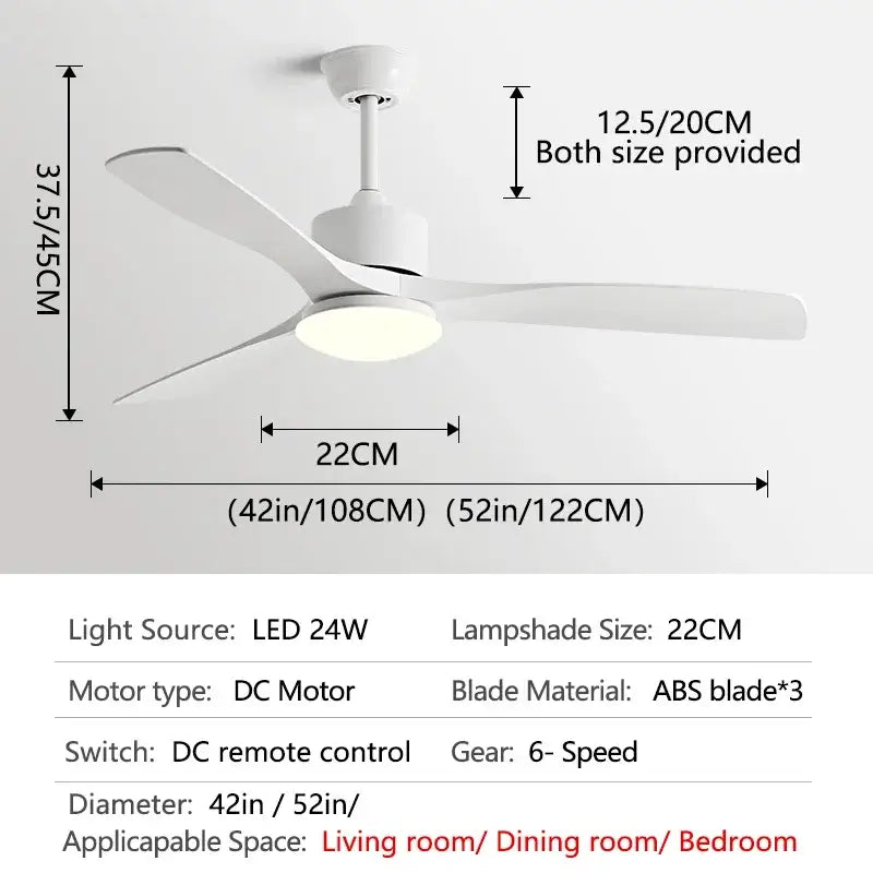 GobekUsa 52" DC Motor Ceiling Fan with LED Light & Remote Control, photo 8 of 12