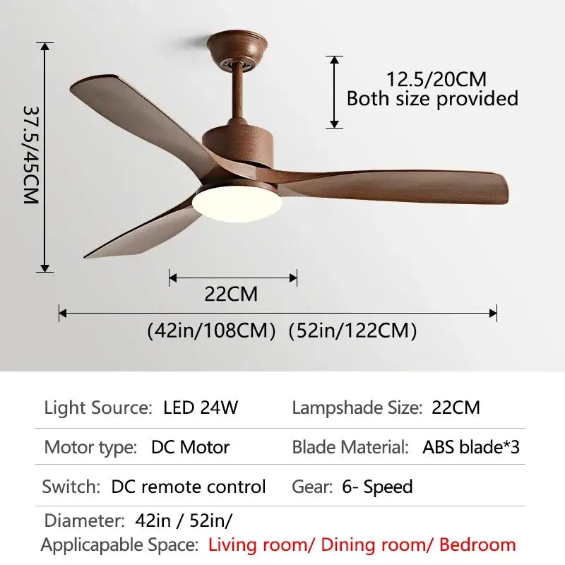 GobekUsa 52" DC Motor Ceiling Fan with LED Light & Remote Control, photo 10 of 12
