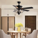 GobekUsa 52" Luxury Crystal Ceiling Fan with Lights, Remote Control, DC Motor Wood Fan