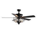 GobekUsa 52" Luxury Crystal Ceiling Fan with Lights, Remote Control, DC Motor Wood Fan