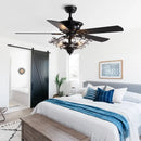 GobekUsa 52" Luxury Crystal Ceiling Fan with Lights, Remote Control, DC Motor Wood Fan