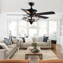 GobekUsa 52" Luxury Crystal Ceiling Fan with Lights, Remote Control, DC Motor Wood Fan
