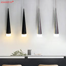 Modern silver & black aluminum led pendant light for bedroom by Decorbites