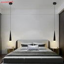 Modern silver & black aluminum led pendant light for bedroom by Decorbites