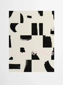 GobekUsa 6 Black & Beige Abstract Canvas Poster Prints
