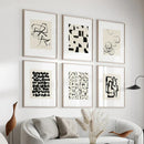 GobekUsa 6 Black & Beige Abstract Canvas Poster Prints
