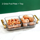 Light luxury clear and gold divided fruit plate kitchen snack tray by Decorbites