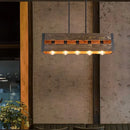 GobekUsa 6-Head Industrial Style Pendant Lamp - Retro Solid Wood Iron Table Light