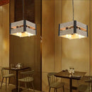 GobekUsa 6-Head Industrial Style Pendant Lamp - Retro Solid Wood Iron Table Light