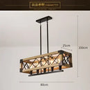GobekUsa 6-Head Industrial Style Pendant Lamp - Retro Solid Wood Iron Table Light