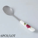 European floral bone china coffee spoon set dining room tableware by Decorbites