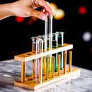 Modern wood and glass tube cocktail glass set dining room decor by Decorbites