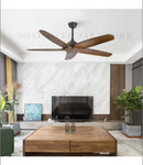 GobekUsa 60" Solid Wood Blade Ceiling Fan Light LED Remote Control 220v