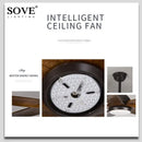 GobekUsa 60" Solid Wood Blade Ceiling Fan Light LED Remote Control 220v