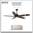 GobekUsa 60" Solid Wood Blade Ceiling Fan Light LED Remote Control 220v