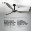 GobekUsa 60" Solid Wood DC Ceiling Fan with Remote Control
