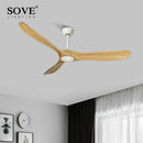 GobekUsa 60" Solid Wood DC Ceiling Fan with Remote Control