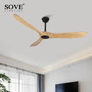 GobekUsa 60" Solid Wood DC Ceiling Fan with Remote Control