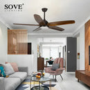 GobekUsa 60" Wood Blade Ceiling Fan with LED Light & Remote Control