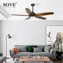 GobekUsa 60" Wood Blade Ceiling Fan with LED Light & Remote Control