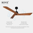 GobekUsa 60" Wood Ceiling Fan Remote Control Living Room Dining Loft DC Fan 220V