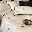 GobekUsa 600TC Egyptian Cotton Butterfly Embroidery Bedding Set: Duvet, Sheet, Pillowcases