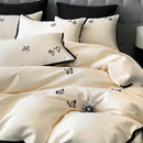 GobekUsa 600TC Egyptian Cotton Butterfly Embroidery Bedding Set: Duvet, Sheet, Pillowcases