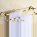 GobekUsa 60cm Double Towel Bar with Ceramic Gold Finish for Bathroom Accessories.