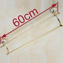 GobekUsa 60cm Double Towel Bar with Ceramic Gold Finish for Bathroom Accessories.