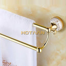 GobekUsa 60cm Double Towel Bar with Ceramic Gold Finish for Bathroom Accessories.