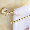 GobekUsa 60cm Double Towel Bar with Ceramic Gold Finish for Bathroom Accessories.