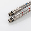Stainless steel red & blue water supply plumbing pipes for kitchen by Decorbites