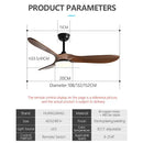 GobekUsa 60Inch Ceiling Fan with Remote Control, LED Light - 3 Blade DC 30W Copper Motor