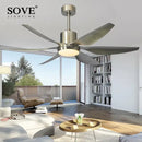 GobekUsa 66" Modern LED Brown Ceiling Fan with Remote Control for Living Room