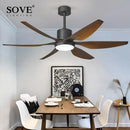 GobekUsa 66" Modern LED Brown Ceiling Fan with Remote Control for Living Room