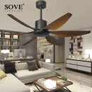 GobekUsa 66" Modern LED Brown Ceiling Fan with Remote Control for Living Room