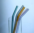 Colorful curved juice straws – kitchen heat resistant glass set by Decorbites