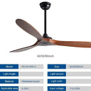 GobekUsa 70" Wood DC Ceiling Fan w/ Remote Control - Industrial Style Large Size Fan