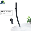 GobekUsa 70cm Wall Mounted Black Bronze Waterfall Basin Mixer Tap