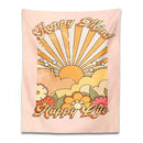 Retro pink 70s girl sunset tapestry – bedroom wall decor by Decorbites