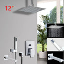 GobekUsa 8/16 Inch Chrome Shower Set with Rainfall Head, Ceiling Mount Mixer, Brass Faucet