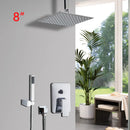 GobekUsa 8/16 Inch Chrome Shower Set with Rainfall Head, Ceiling Mount Mixer, Brass Faucet