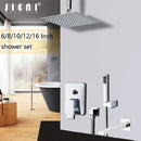 GobekUsa 8/16 Inch Chrome Shower Set with Rainfall Head, Ceiling Mount Mixer, Brass Faucet